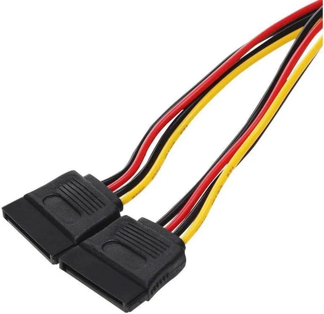 Alt view image 3 of 6 - Power Y Splitter Cable 15 Pin SATA Power Splitter Cable Adapter SATA 15 Pin Male to Dual Female Power Y-Cable 7 Inch - 2-Pack