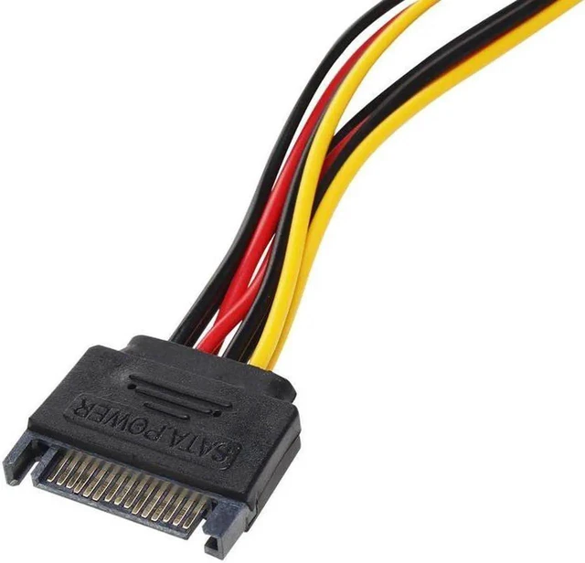 Alt view image 4 of 6 - Power Y Splitter Cable 15 Pin SATA Power Splitter Cable Adapter SATA 15 Pin Male to Dual Female Power Y-Cable 7 Inch - 2-Pack