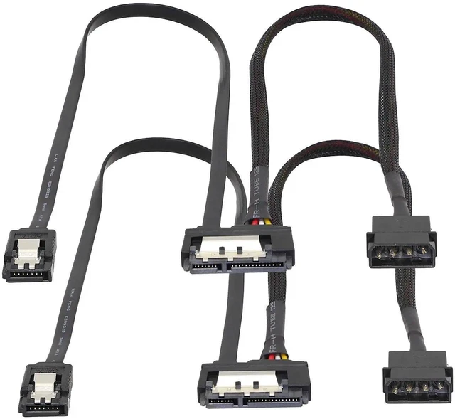 Alt view image 2 of 7 - 2 Pack 2-in-1 LP4 IDE to SATA Extension Cable, 19.7in Combined 7Pin SATA III Data & 15Pin SATA Female Power Cord, 6Gbps for HDD SSD Optical Drive PCI Card