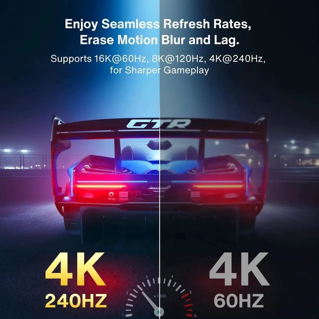 Alt view image 3 of 7 - 3.3FT Short DisplayPort 2.1 Cable, 16K DP Cable Support 16K@60Hz 8K@120Hz 4K@240Hz/165Hz, HDR HDCP 2.2 3D ARC High Speed Gaming Display Port Cable for Monitor TV PC Laptop