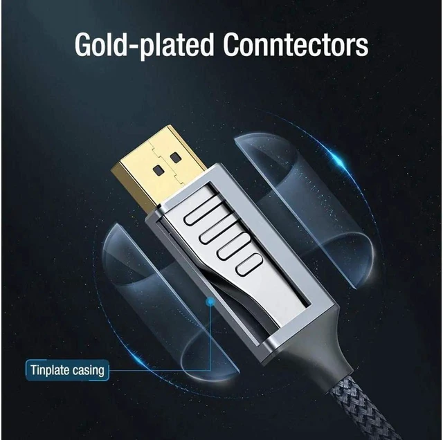 Alt view image 5 of 7 - 10ft 3M DisplayPort to HDMI Cable, 4K UHD Uni-Directional Nylon Braided Gold-Plated DP to HDMI Cord, Display Port Male to Male Connector 10 Feet