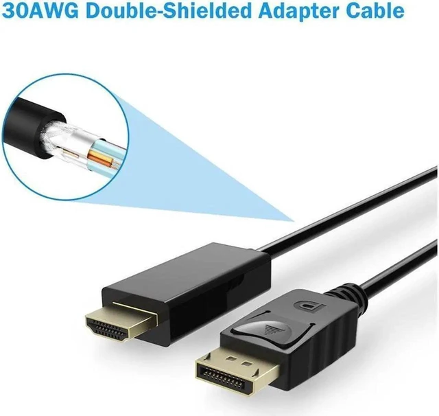 Alt view image 5 of 7 - 6 Feet DisplayPort to HDMI Cable, Gold-Plated Male to Male DP to HDMI Cord, Compatible with DisplayPort Desktop Laptop to HDMI Monitor TV Display