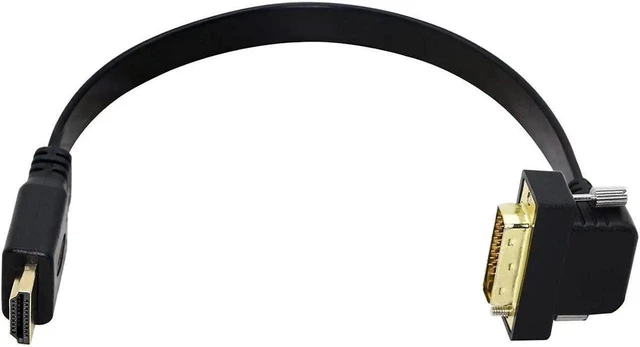 Main image of Bi-Directional DVI-D (24+1) to HDMI Flat Cable, Right Angle Gold-Plated Male to Male Adapter for PC Laptop HDTV Projector