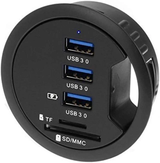Alt view image 3 of 6 - 2.5 Inch Grommet In-Desk USB Hub, USB 3.1 Gen 1 3 Port Data Hub with BC 1.2 Charger and SD Card Reader