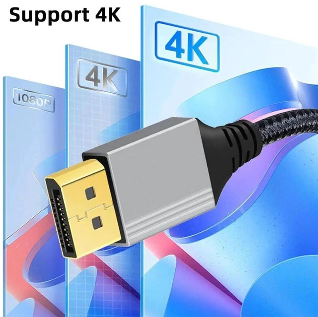 Alt view image 5 of 7 - 2M 90 Degree Left Angled DisplayPort Cable DP to DP 4K@60Hz UHD Silver Sleeve Video Cable for Desktop Laptop GPU Monitor