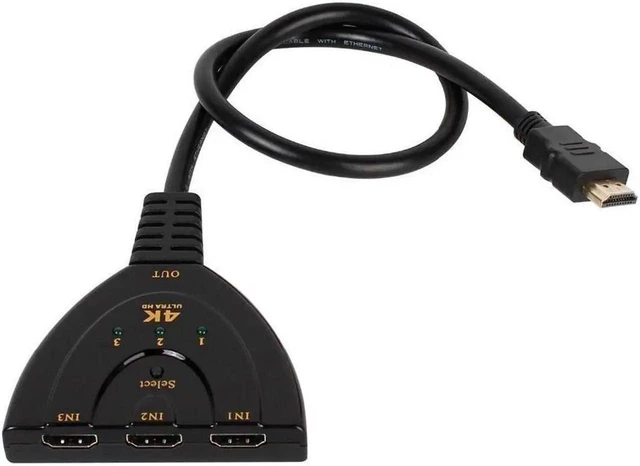 Alt view image 2 of 3 - 3 Port HDMI Splitter 1080P Switcher Hub Adapter for HDTV PS4 Xbox DVD Projector