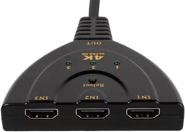 Alt view image 3 of 3 - 3 Port HDMI Splitter 1080P Switcher Hub Adapter for HDTV PS4 Xbox DVD Projector