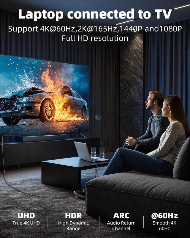 Alt view image 3 of 7 - 0.98FT/0.3M Micro HDMI to Mini HDMI Cable, HDMI 2.0 Braided 4K@60Hz 18Gbps Type D to Type C Male to Male Cord for HDTV Monitor Media Device