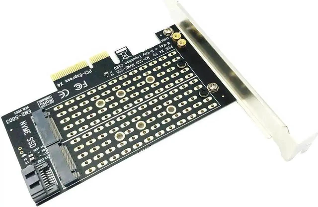 Alt view image 2 of 7 - PCIe to M.2 Adapter Card, M Key+B Key Dual Protocol PCI-E M.2 Converter, NVME & SATA M.2 SSD Expansion Card for Desktop PC Storage Upgrade
