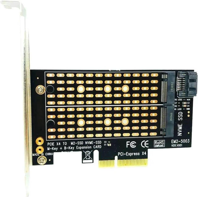 Alt view image 4 of 7 - PCIe to M.2 Adapter Card, M Key+B Key Dual Protocol PCI-E M.2 Converter, NVME & SATA M.2 SSD Expansion Card for Desktop PC Storage Upgrade