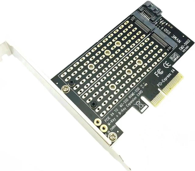 Alt view image 6 of 7 - PCIe to M.2 Adapter Card, M Key+B Key Dual Protocol PCI-E M.2 Converter, NVME & SATA M.2 SSD Expansion Card for Desktop PC Storage Upgrade