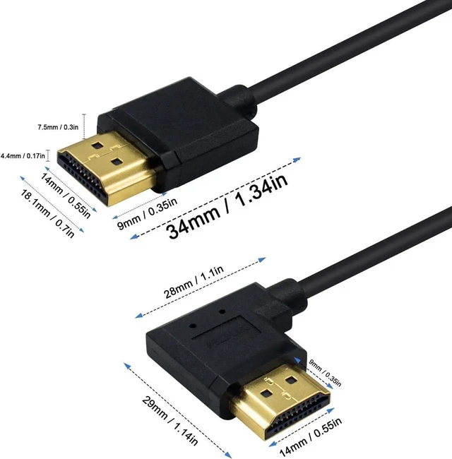 Alt view image 6 of 7 - 4K 90 Degree Left Angled HDMI Cable 6inch/15cm, Ultra Thin HDMI 2.0 Male to Male Cord for 3D 4K Ultra HD TV Stick TV Monitor Laptop