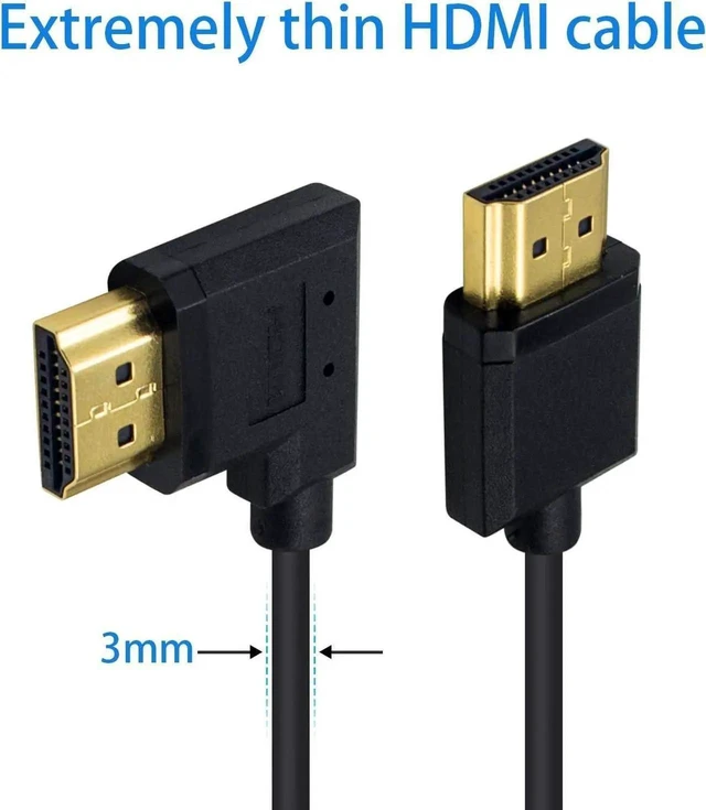 Alt view image 4 of 7 - 4K 90 Degree Left Angled HDMI Cable 6inch/15cm, Ultra Thin HDMI 2.0 Male to Male Cord for 3D 4K Ultra HD TV Stick TV Monitor Laptop