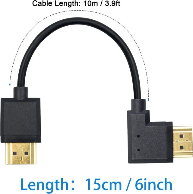 Alt view image 2 of 7 - 4K 90 Degree Left Angled HDMI Cable 6inch/15cm, Ultra Thin HDMI 2.0 Male to Male Cord for 3D 4K Ultra HD TV Stick TV Monitor Laptop