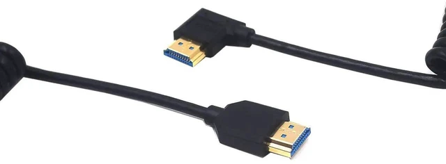Alt view image 2 of 6 - 4ft Coiled 8K@60Hz HDMI 2.1 Cable, 90° Left Angle Male to Male Spiral Cord, Ultra HD 48Gbps Shielded Cable