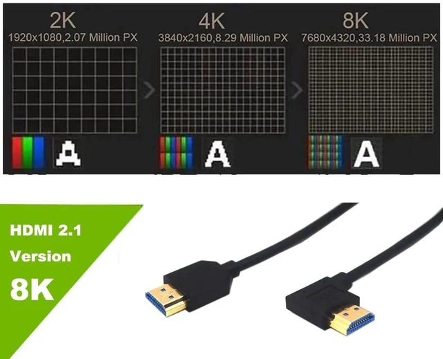 Alt view image 5 of 6 - 4ft Coiled 8K@60Hz HDMI 2.1 Cable, 90° Left Angle Male to Male Spiral Cord, Ultra HD 48Gbps Shielded Cable