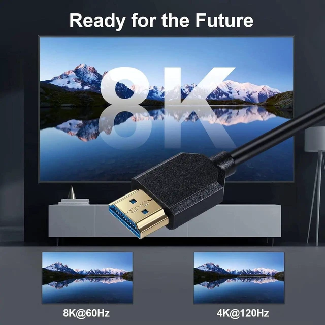 Alt view image 6 of 6 - 4ft Coiled 8K@60Hz HDMI 2.1 Cable, 90° Left Angle Male to Male Spiral Cord, Ultra HD 48Gbps Shielded Cable