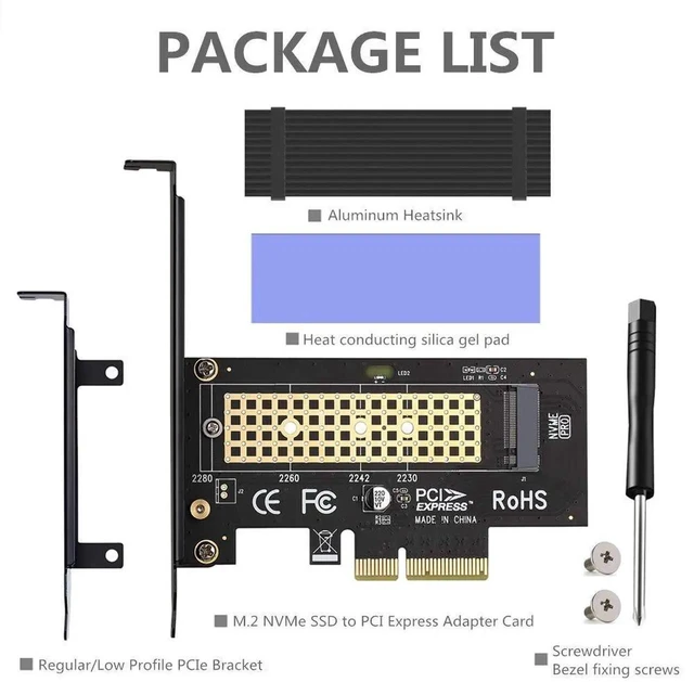 Alt view image 2 of 7 - M.2 NVMe M-Key to PCIe 3.0 x4 Adapter Card with Aluminum Heatsink
