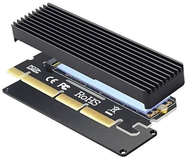 Main image of M.2 NVMe Key M to PCIe x4/x8/x16 Adapter Card with Heatsink, Support 2230 2242 2260 2280 M.2 SSD