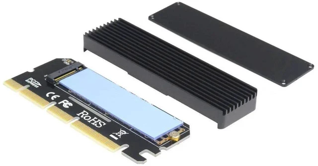 Alt view image 2 of 6 - M.2 NVMe Key M to PCIe x4/x8/x16 Adapter Card with Heatsink, Support 2230 2242 2260 2280 M.2 SSD