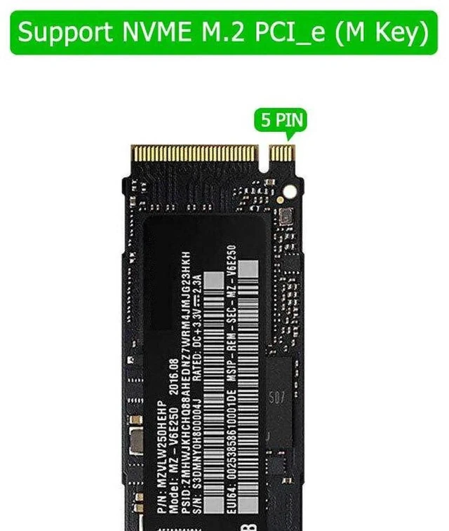 Alt view image 6 of 6 - M.2 NVMe Key M to PCIe x4/x8/x16 Adapter Card with Heatsink, Support 2230 2242 2260 2280 M.2 SSD