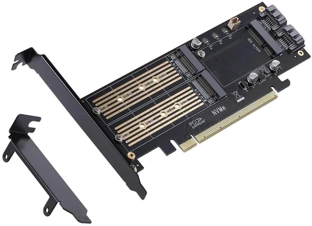 Alt view image 7 of 7 - 3 in 1 M.2 & mSATA SSD Adapter Card, NVMe to PCIe / SATA III / mSATA Converter with 2 Aluminum Heatsinks