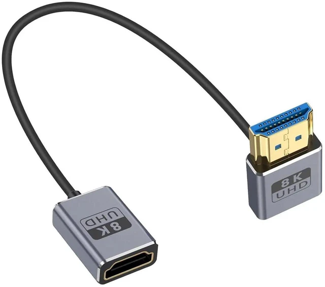 Main image of 8K 90 Degree HDMI Extension Cable 1FT, Down Angle HDMI Male to Female Cable 48Gbps 8K@60Hz 4K@240Hz for GH5S, PS5, Xbox One, Monitor, PC