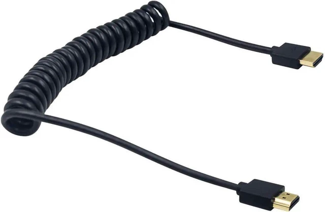 Alt view image 2 of 5 - Coiled HDMI Male to Male Cable 4FT/1.2M, Ultra Thin HDMI 2.0 4K Cable, 3D & 4K Ultra HD Supported for TV Stick, Camera, Laptop, Monitor