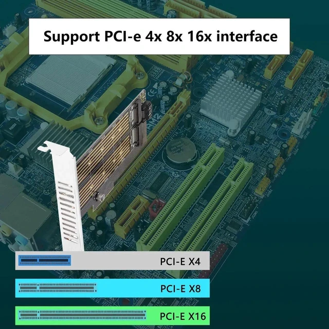 Alt view image 4 of 7 - M.2 NVMe to PCIe Adapter Card, Dual M.2 M-Key NVMe + B-Key SATA SSD PCIe 3.0 Expansion Card, Support 2230 2242 2260 2280 22110 M.2 SSD