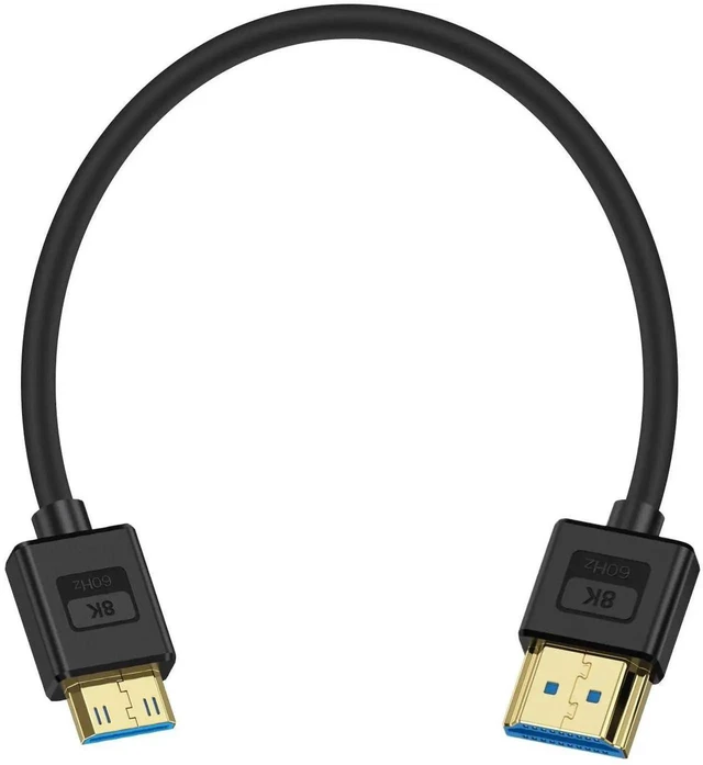 Main image of 1ft Ultra Thin 8K Mini HDMI to HDMI Cable, HDMI 2.1 48Gbps Soft Slim Silicone Short Cord, Support 8K@60Hz for Camera Camcorder Laptop HDTV