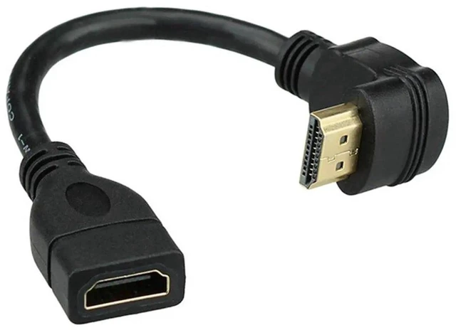 Main image of 0.5FT 90° Angle HDMI Extension Cable, High Speed HDMI Male to Female Extender Cord, Gold-Plated, Black