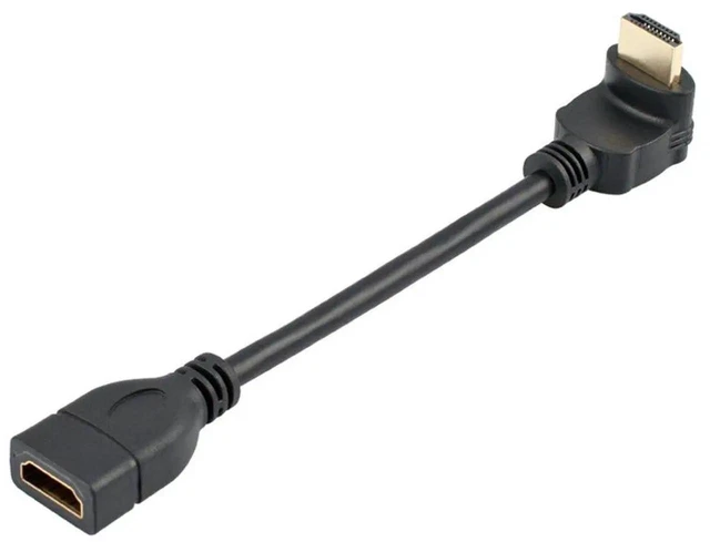 Alt view image 2 of 7 - 0.5FT 90° Angle HDMI Extension Cable, High Speed HDMI Male to Female Extender Cord, Gold-Plated, Black
