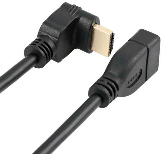 Alt view image 3 of 7 - 0.5FT 90° Angle HDMI Extension Cable, High Speed HDMI Male to Female Extender Cord, Gold-Plated, Black