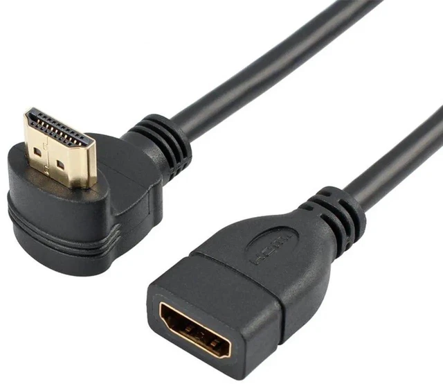 Alt view image 5 of 7 - 0.5FT 90° Angle HDMI Extension Cable, High Speed HDMI Male to Female Extender Cord, Gold-Plated, Black
