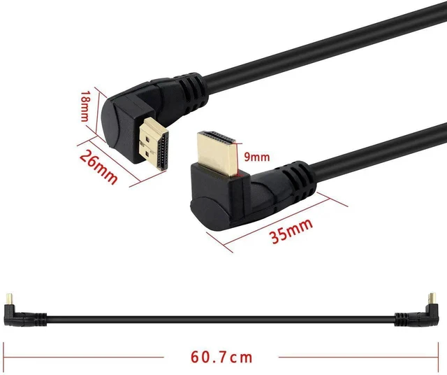 Alt view image 3 of 7 - 8K HDMI 2.1 Cable 0.6M 48Gbps Up Angle to Down Angle Male to Male Cord Supports 8K@60Hz 3D ARC for TV Monitor Projector PS5 Xbox