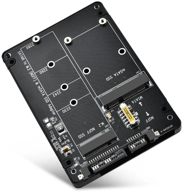 Main image of 2-in-1 mSATA M.2 NGFF to 2.5" SATA III Adapter Converter, Support B&M Key SSD, Not Compatible with M Key M.2 SSD