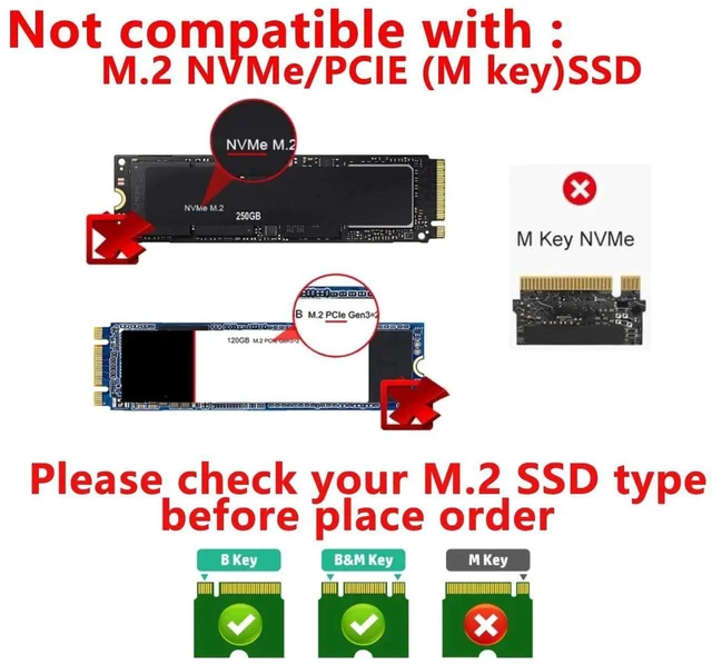 Alt view image 5 of 7 - 2-in-1 mSATA M.2 NGFF to 2.5" SATA III Adapter Converter, Support B&M Key SSD, Not Compatible with M Key M.2 SSD