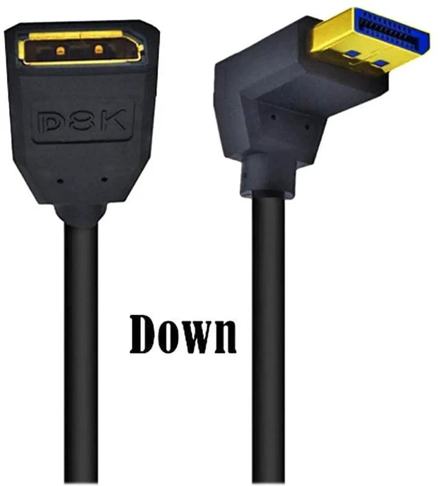 Alt view image 4 of 4 - 5.9 Inch DisplayPort 1.4 Extension Cable, 90° Down Angle Male to Female DP Extender Cord, Supports 8K@60Hz 4K@144Hz UHD