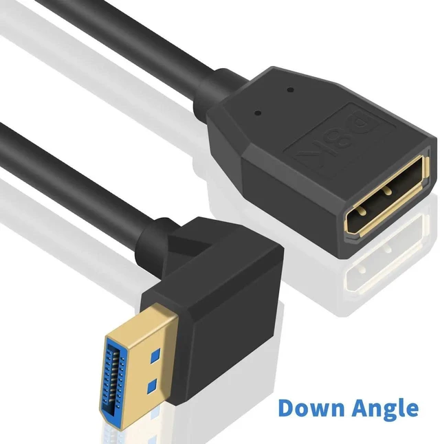 Alt view image 2 of 6 - 15cm 90 Degree Down Angle DisplayPort 1.4 Extension Cable, 8K Ultra HD DP to DP Extender Cord Support 8K@60Hz 4K@144Hz for Video Audio Connection