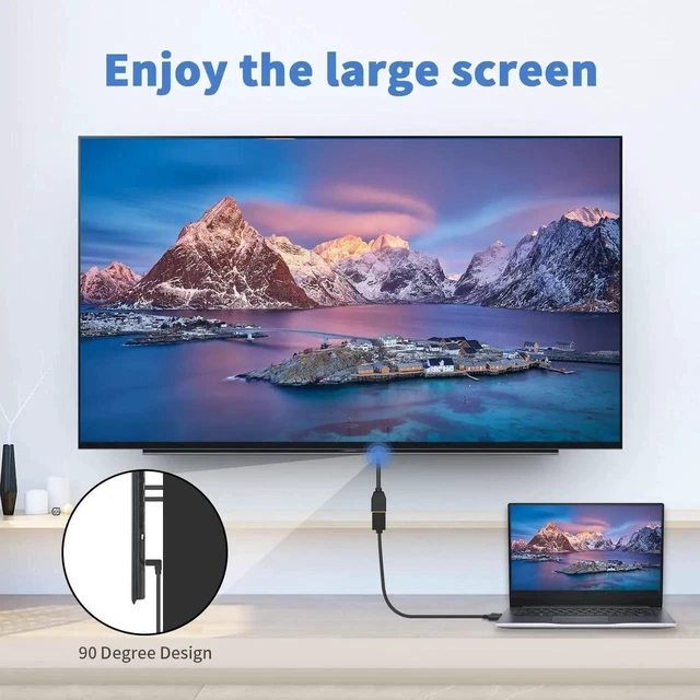 Alt view image 4 of 6 - 15cm 90 Degree Down Angle DisplayPort 1.4 Extension Cable, 8K Ultra HD DP to DP Extender Cord Support 8K@60Hz 4K@144Hz for Video Audio Connection