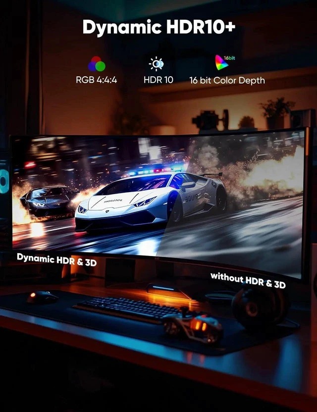 Alt view image 5 of 7 - 3.3FT Black Braided DisplayPort 1.4 Cable 32.4Gbps 8K@60Hz 4K@144Hz 2K@240Hz 165Hz HDR FreeSync G-Sync High Speed Gaming Cable for PC GPU Monitor