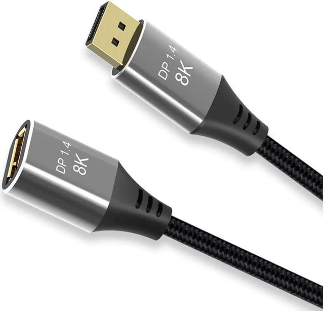 Alt view image 3 of 3 - 1M DisplayPort 1.4 Extension Cable, 8K@60Hz UHD 4K@144Hz Male to Female Ultra High Speed DP Extender Cord for Gaming Monitor PC Laptop HDTV Projector