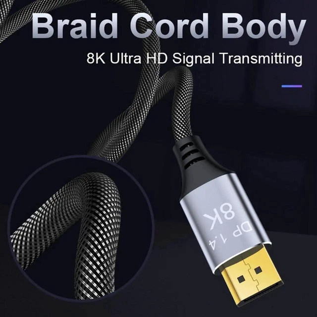 Alt view image 5 of 7 - DisplayPort Cable 1.4, 4.92FT DP Cable, Ultra HD 8K@60Hz 4K@144Hz, High Speed 32.4Gbps HDCP 3D Slim and Flexible DP to DP Cable for HDTVs, Displays, Monitors, Graphics, PC