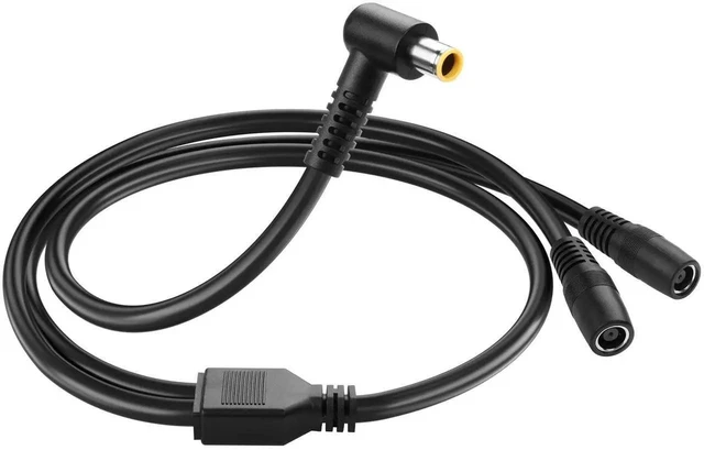 Main image of 2Ft 14AWG DC7909 90 Degree Y Splitter Cable, DC 8mm 1 Male to 2 Female Right Angle Converter Cable for Solar Panel Power Connection