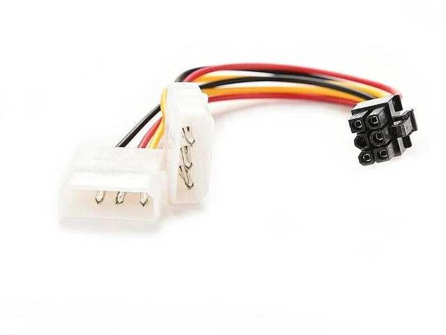 Alt view image 3 of 3 - 6 Inch 2 x 4Pin to 6Pin PCIe Power Splitter Cable, Male to Male PCI Express IDE Molex to GPU Adapter Cord