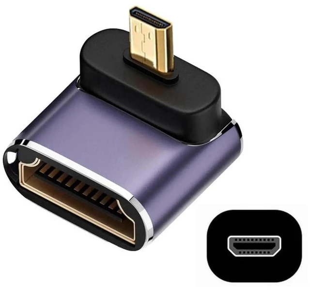 Main image of 90 Degree Down Angled Micro HDMI 2.1 Adapter, 8K@60Hz Gold Plated Micro HDMI Male to HDMI Female UHD Extension Converter for HDTV Camera Laptop Portable Monitor