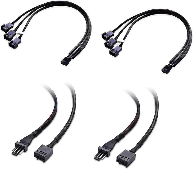 Main image of 2-Pack 3 Way 4 Pin PWM Fan Splitter Cable, 12 Inch 1-to-3 PWM Fan Power Splitter and 4 Pin Fan Extension Cable for PC Case Cooling