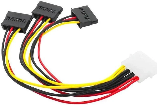 Alt view image 5 of 5 - IDE 4Pin Male to 3 Port SATA Female Splitter Power Cable, 22cm Multi-Port Hard Drive SATA Power Adapter Cord for PC HDD SSD Optical Drive
