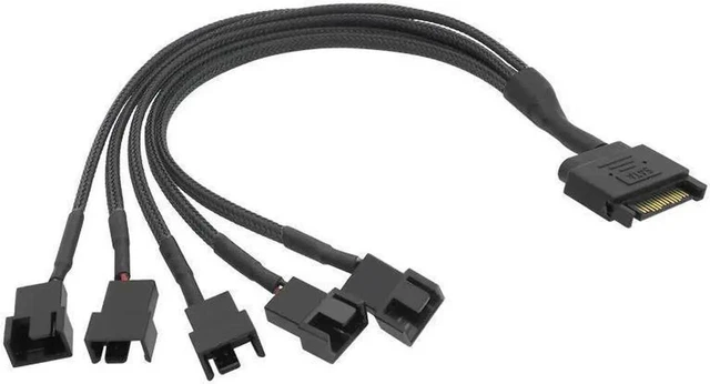 Main image of PC 1 to 5 4-Pin Cooling Fan Extension Power Splitter Cable 12V SATA Power Supply Adapter Hub