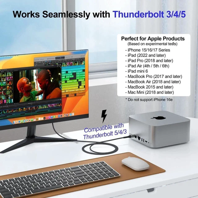 Alt view image 2 of 7 - 15ft Long USB C to HDMI Cable, 4K@30Hz 1080P@120Hz Uni-Directional Type C to HDMI Cord, Compatible with MacBook iPad Pro/Air, iPhone 17/16/15, Galaxy S25/S24/S23 Android Phone to TV Projector Monitor
